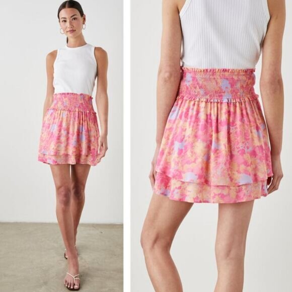 NWT RAILS Addison Flowy Smocked Mini Skirt In Passion Flower Size Medium - Picture 1 of 9